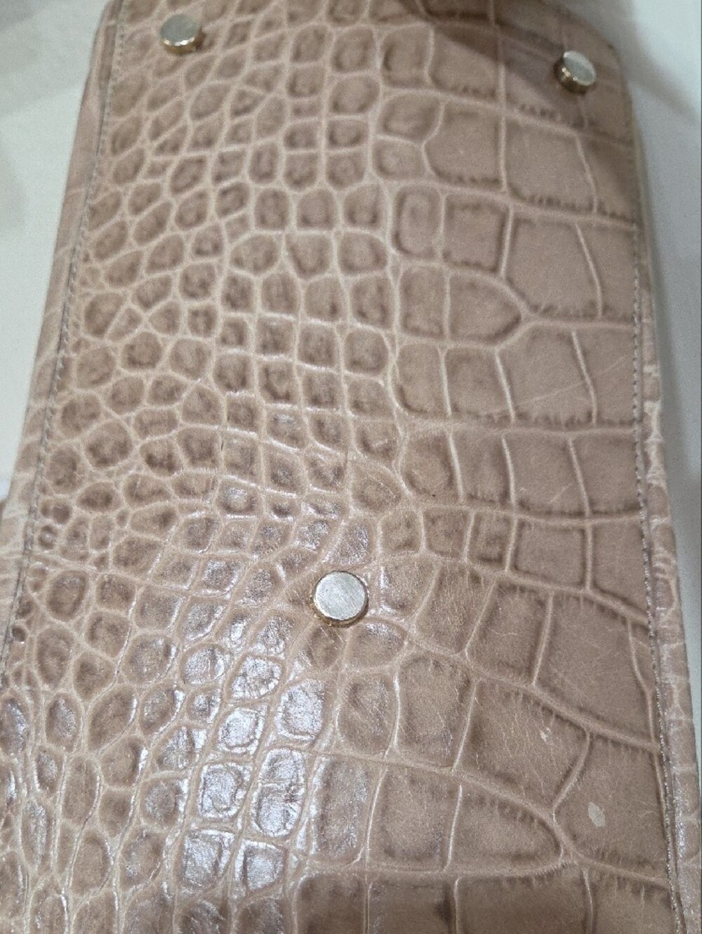 Abri Classic Croc-Embossed Tote Handbag in Taupe - Picture 3 of 8